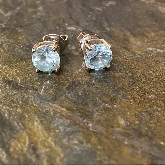 Crislu Blue Topaz Studs - Picture 1 of 5